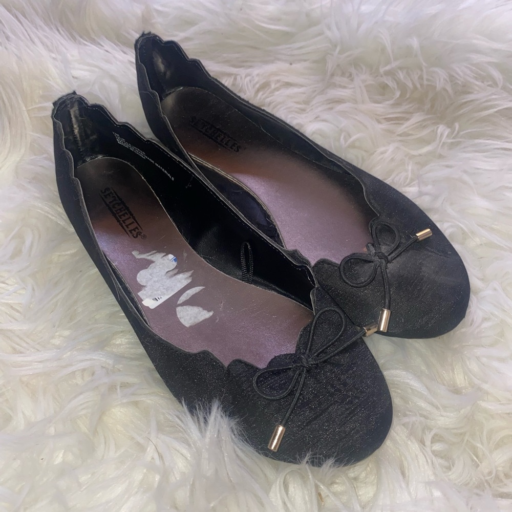 Seychelles Black Flats with Bow Detail